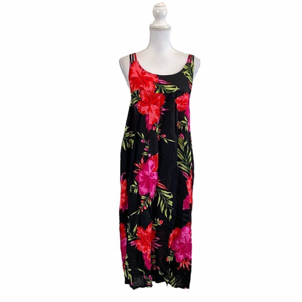 Floral Tropical Hawaiian Sleeveless 3 Strap Maxi